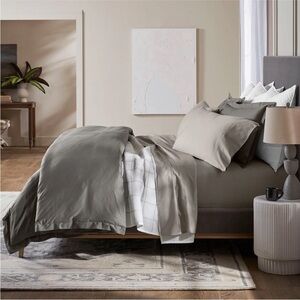 New Boll & Branch Organic Cotton Signature Hemmed Set King Light Pewter $379